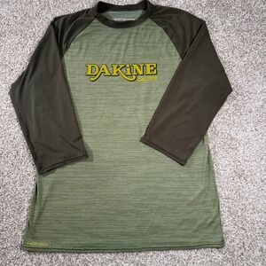Dakine 3/4 Sleeve Raglan T Shirt Men's XL Green Brown UPF 50 Graphic Tee
